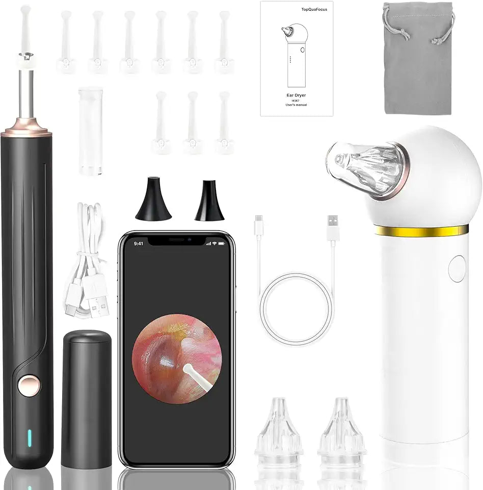Ear Dryer and Ear Cleaner Camera, 1000P HD Otoscope, Ear Water Remover, Gentle Warm Air with Red Light Care, Ear Drying Device R935