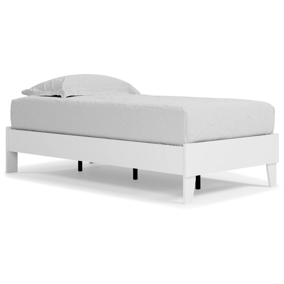 Twin Size White Wood Platform Bed L3611