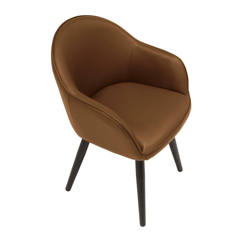 Caramel Brown Faux Leather Accent Chair with Arms D727655