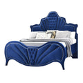 Blue Velvet Channel Tufted Eastern King Bed S669170