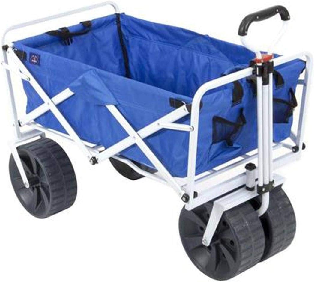 Blue White Collapsible Utility Beach Wagon Cart T95106