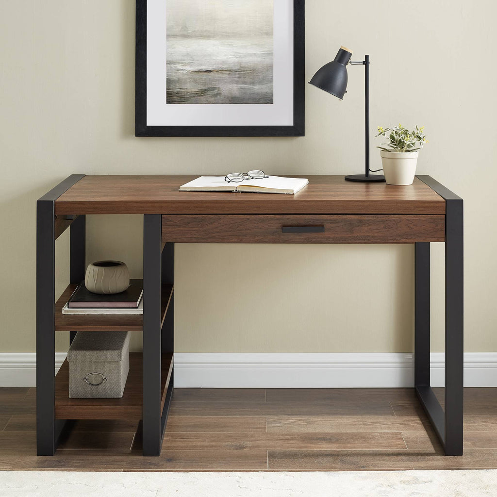 48x22 Industrial Farmhouse Tech Desk with USB Dark Walnut A2261