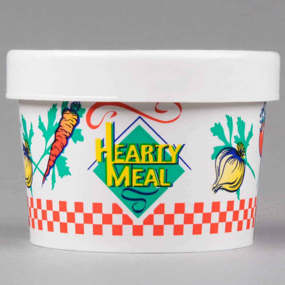 Double-Sided Polyethylene-Coated Paper Food Container with Lid, 8-oz. Capacity L261