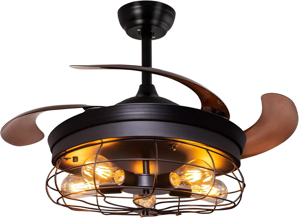 36'' Caged Ceiling Fan with Light Remote Control Z596152
