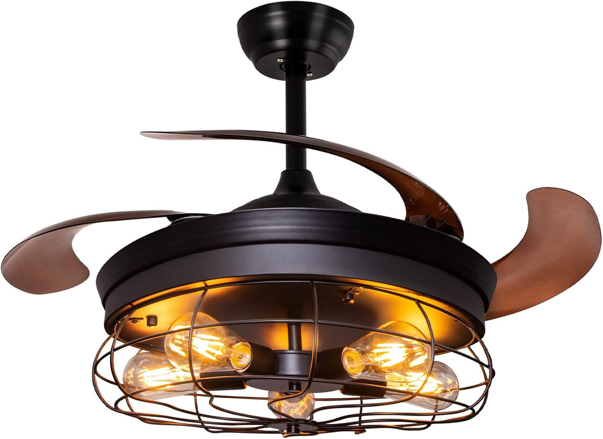36'' Caged Ceiling Fan with Light Remote Control Z596152