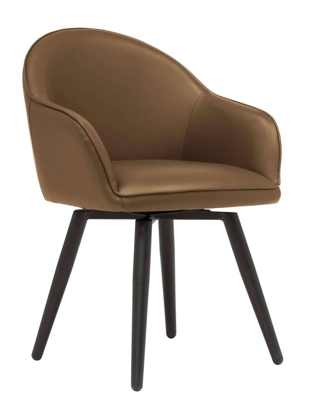 Caramel Brown Faux Leather Accent Chair with Arms D727655
