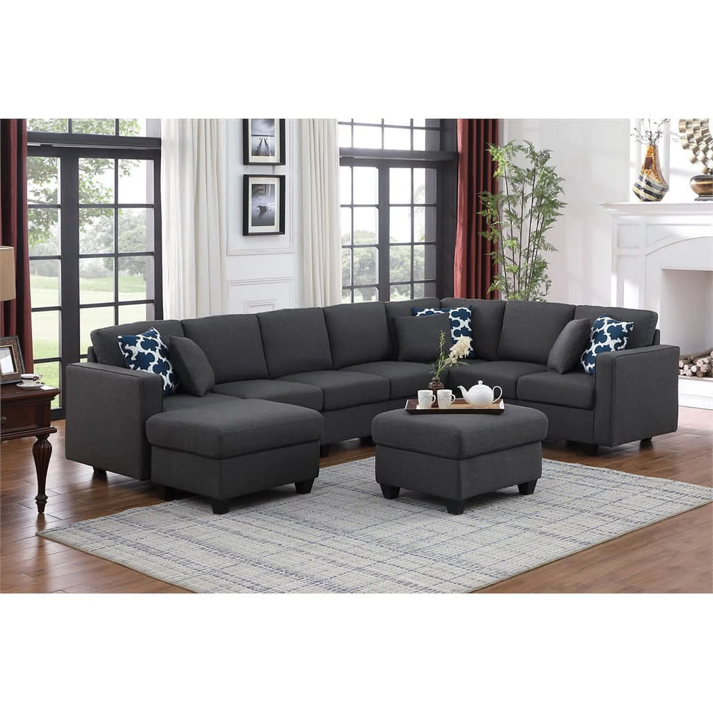 Reversible Sectional Sofa with Two Ottoman T404