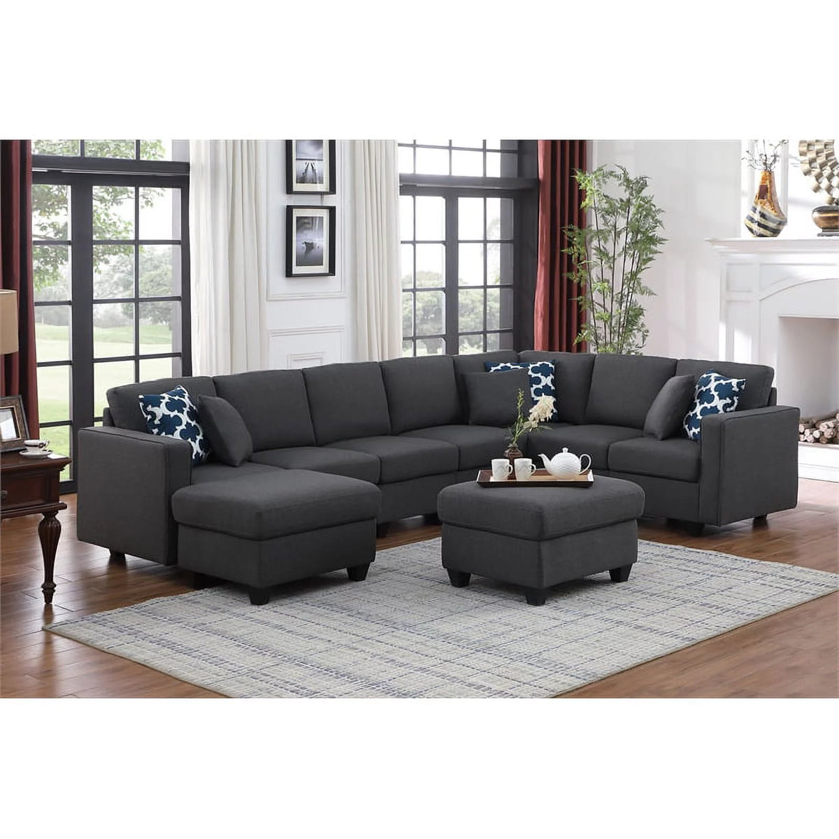 Reversible Sectional Sofa with Two Ottoman T404