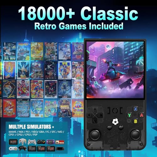 4.0 inch IPS Screen Retro Handheld Game Console 18000+ Games Transparent Black W67626