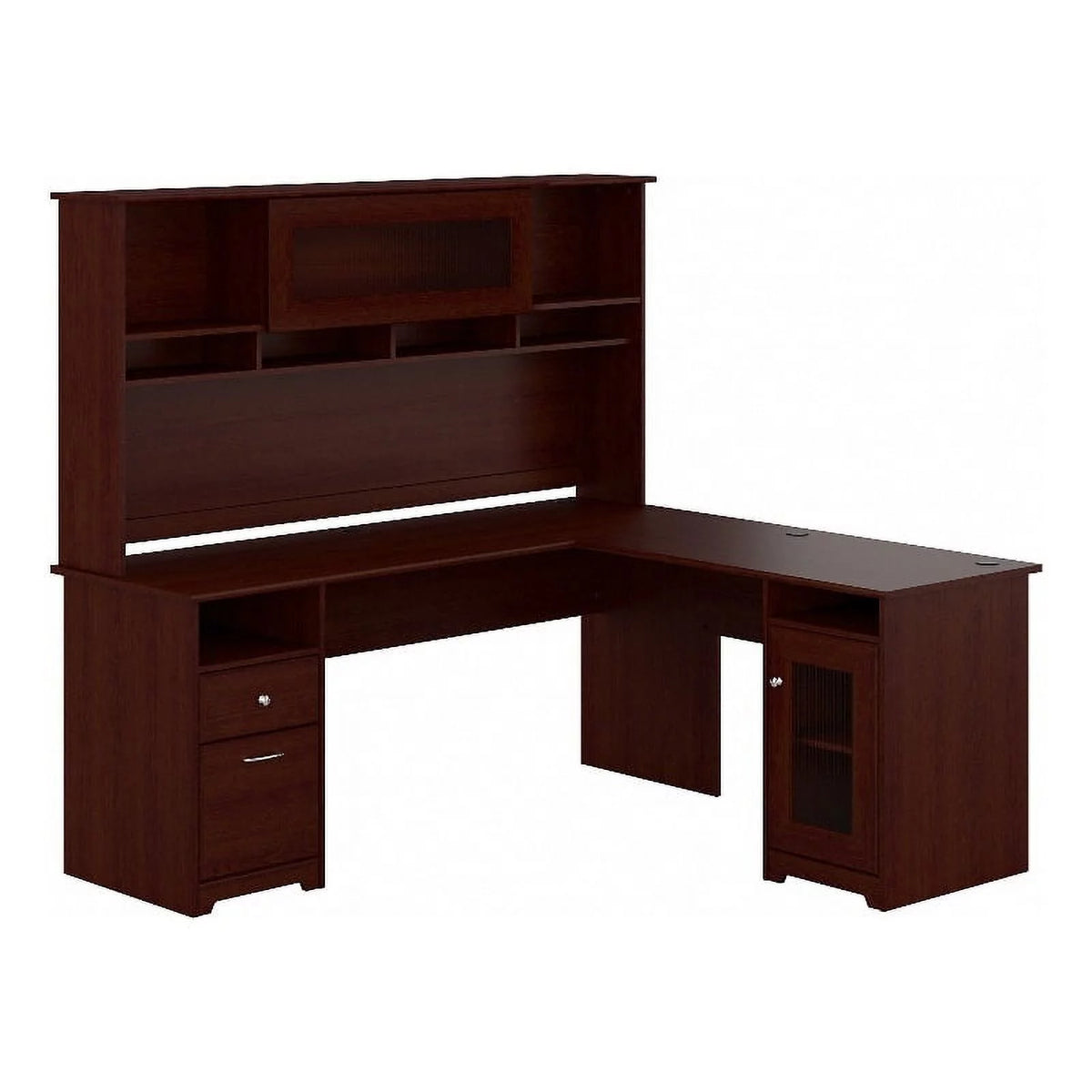 72W L Desk with Hutch in Harvest Cherry Engineered Wood J845