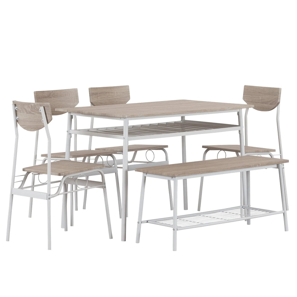 6-Piece Dining Room Set with 4 Chairs and 1 Bench F291891