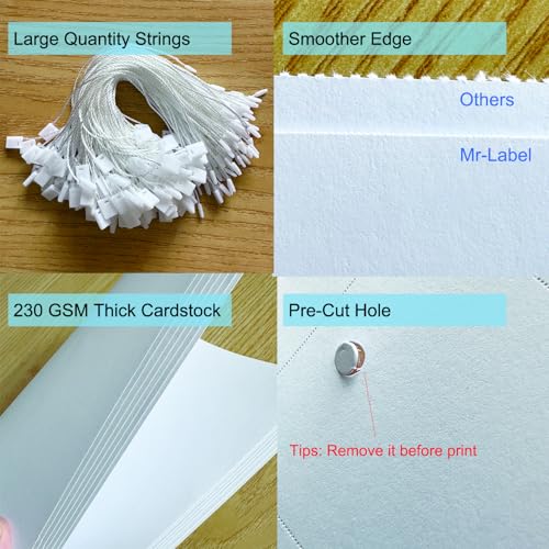 250 Printable Blank Tags with String 2" x 3.5" White Cardstock P2338