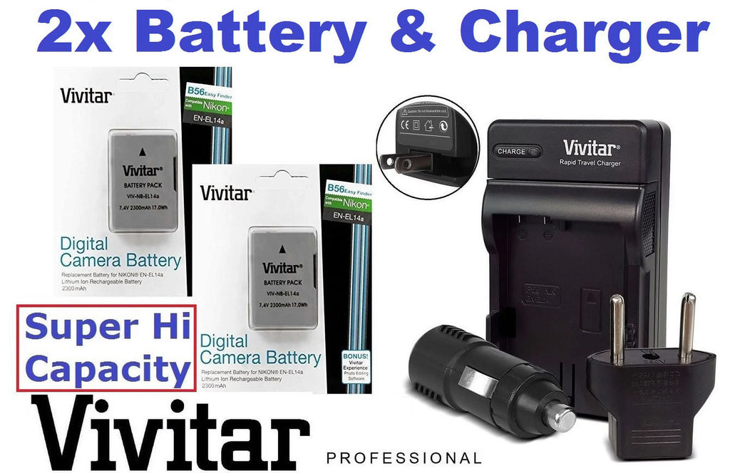 2-Pc EN-EL14a Battery & Fast Charger G680751