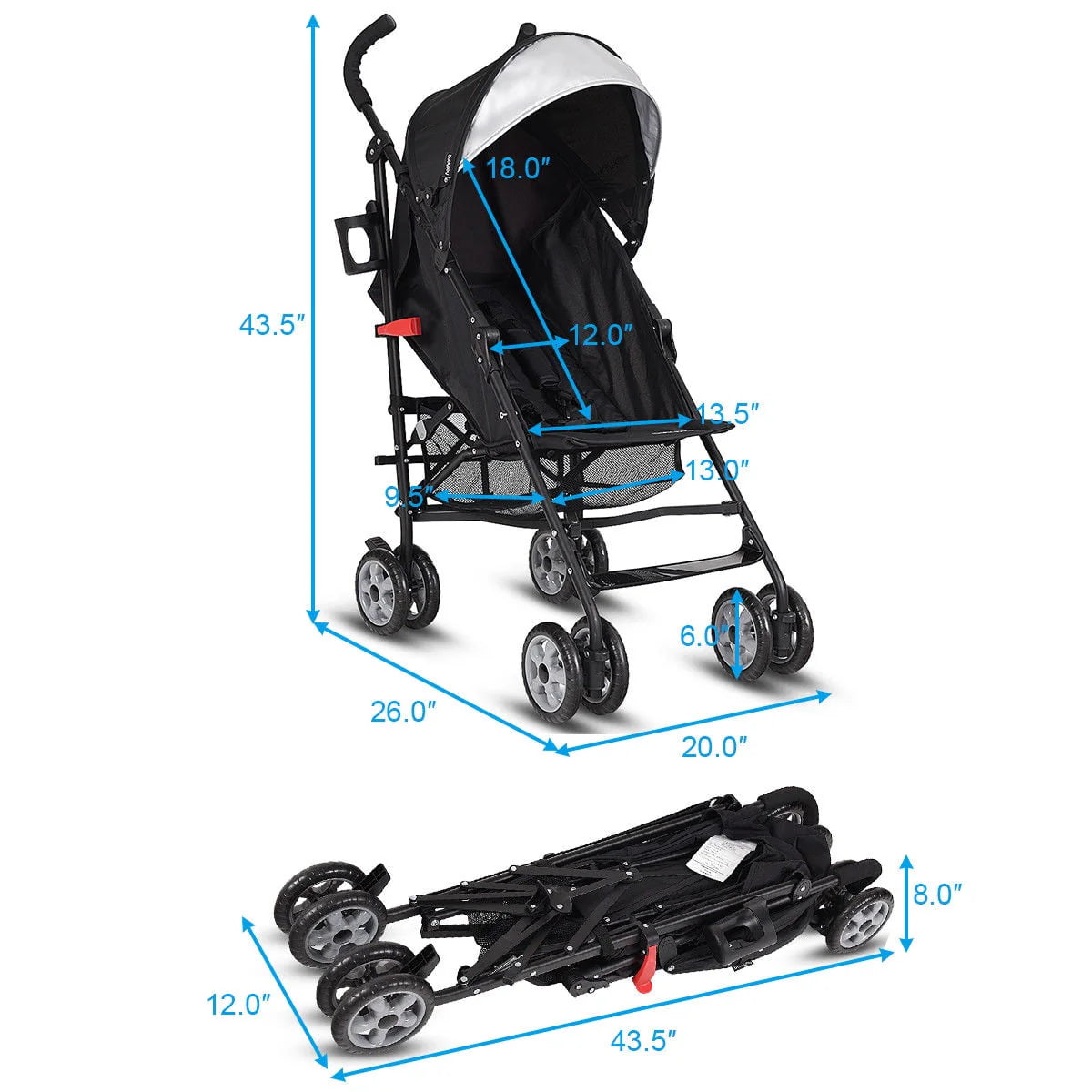 Folding Umbrella Stroller With Storage Basket M9449