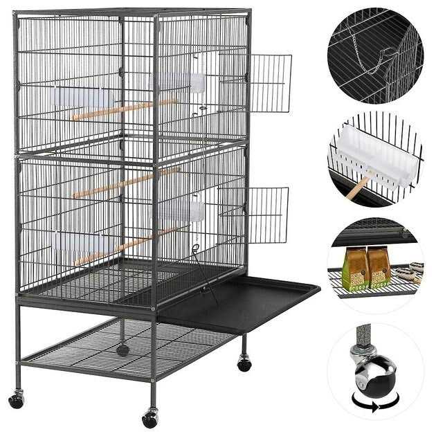 Large Bird Rolling Cage & Storage Shelf I8925