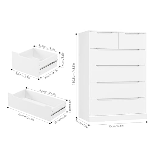 White 6 Drawer Wood Dresser R5619
