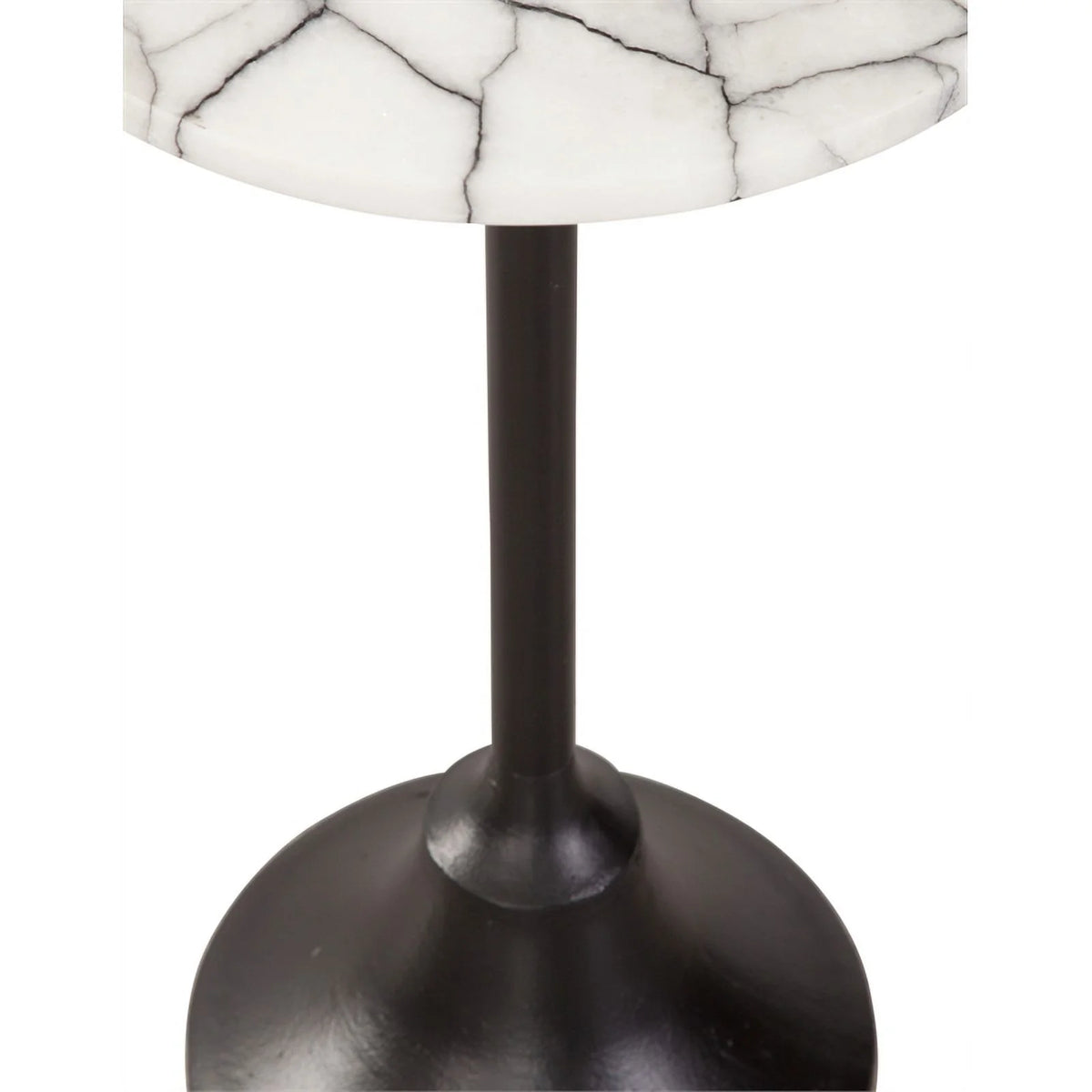 Matte Black Metal and Marble Accent Table P1748