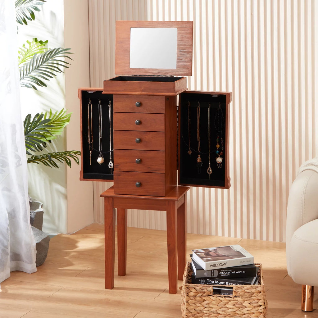 Jewelry Cabinet Armoire & Storage Organizer 5 Drawers N59916