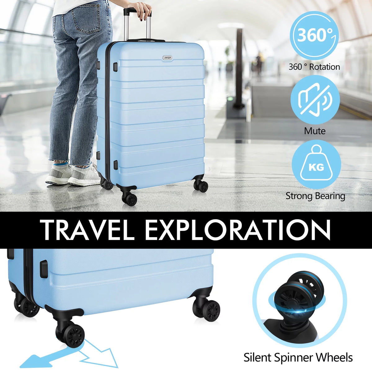 3PCS Lightweight Hardside Luggage Set with TSA Lock N8799