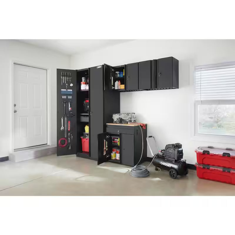 4-Piece Welded Steel Garage Storage System in Black H4513