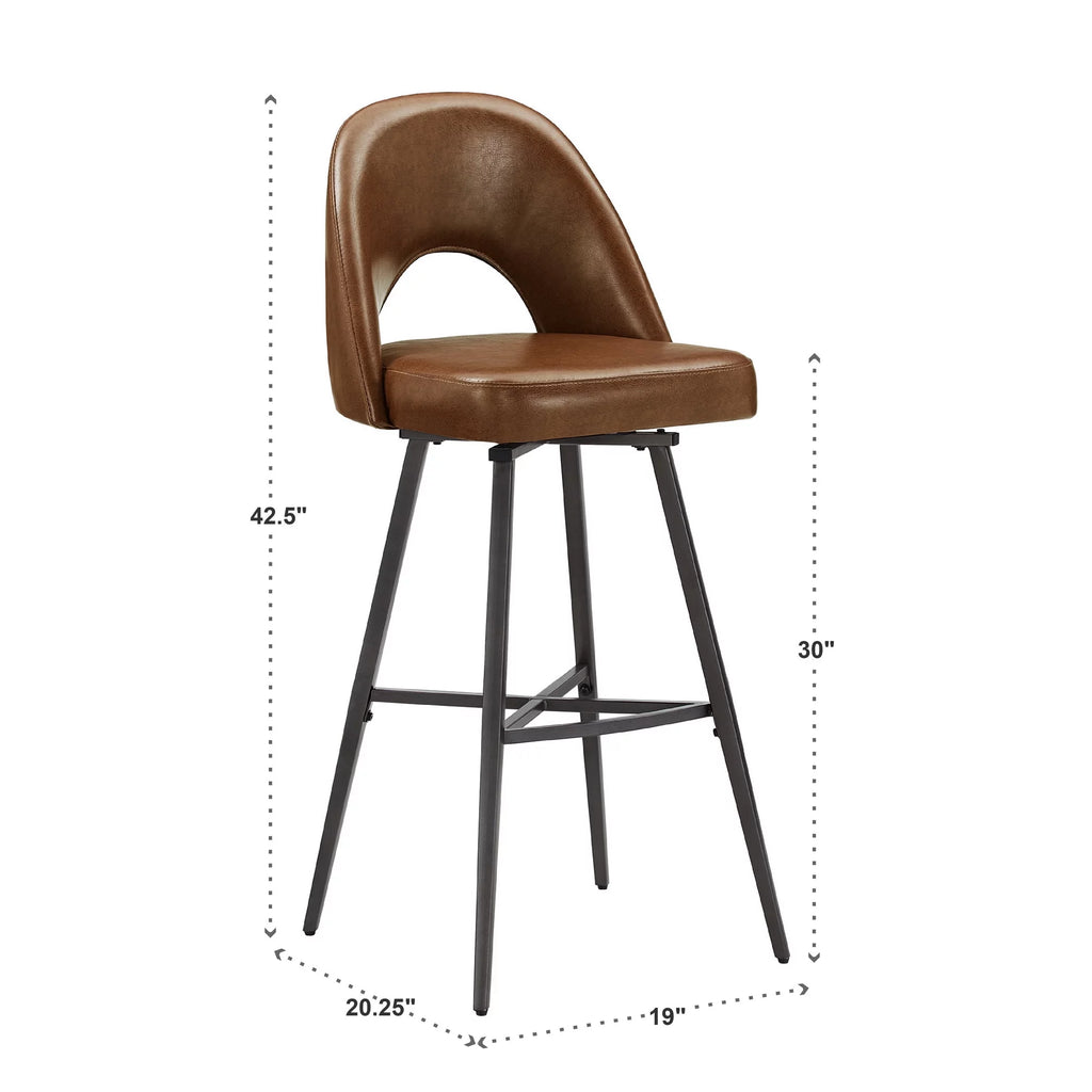29" Metal Swivel Bar Stools, Set of 2, Brown G638