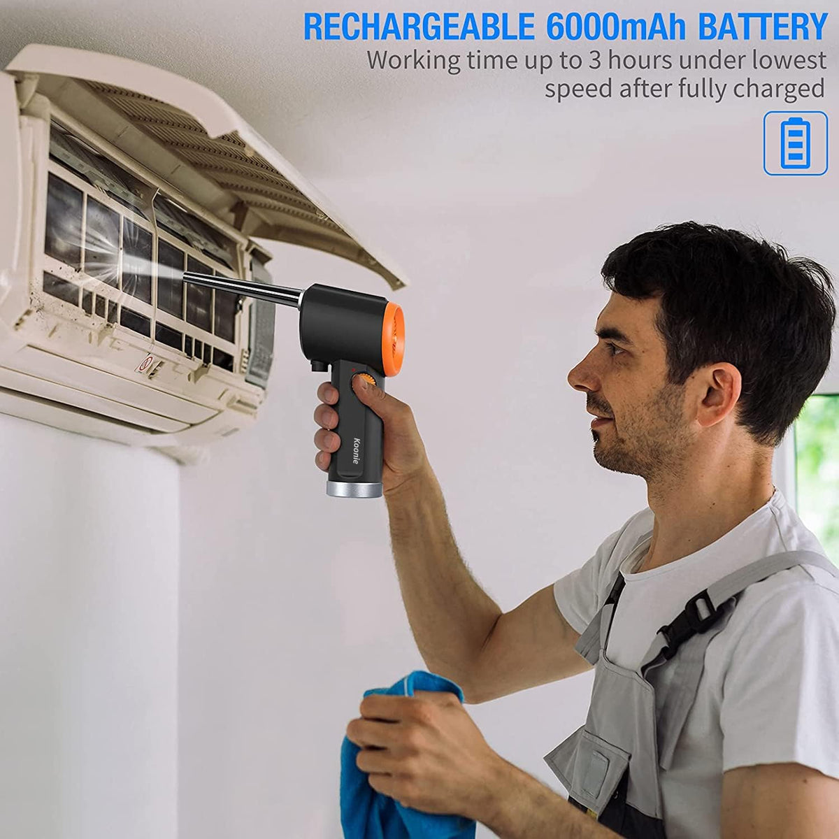 Cordless Air Duster 41000 RPM 6000mAh Rechargeable Pack of 2 Z639