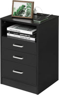 White 3 Drawer Nightstand with Open Storage R6129