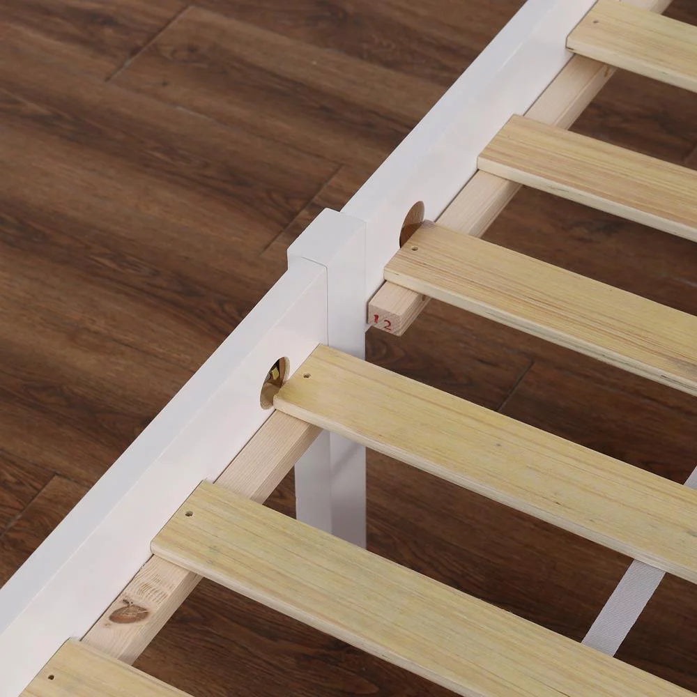 Full Solid Pine Wood Bed Frame with Wood Slats H68210