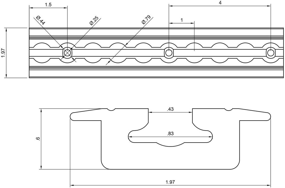 96 Inch Flanged L Track C2616