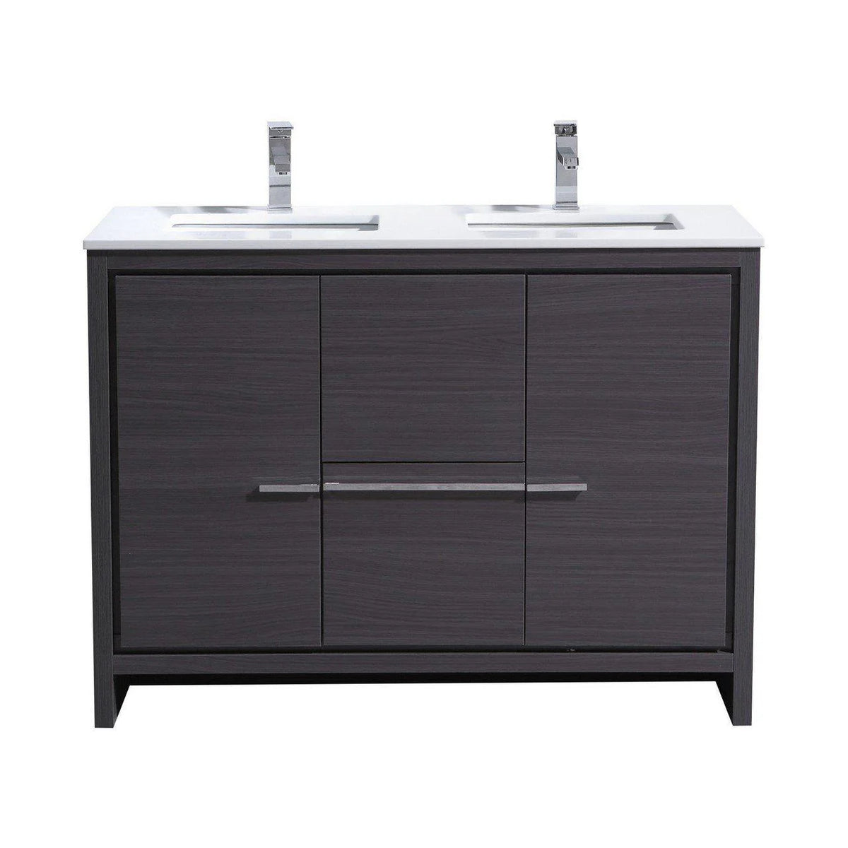48 in. Double Sink Gray Oak Bathroom Vanity with White Quartz Counter-Top G1350