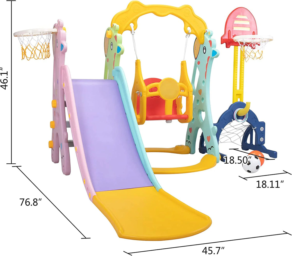 5 in 1 Kids Slide and Swing Set Plastic Blue H44434