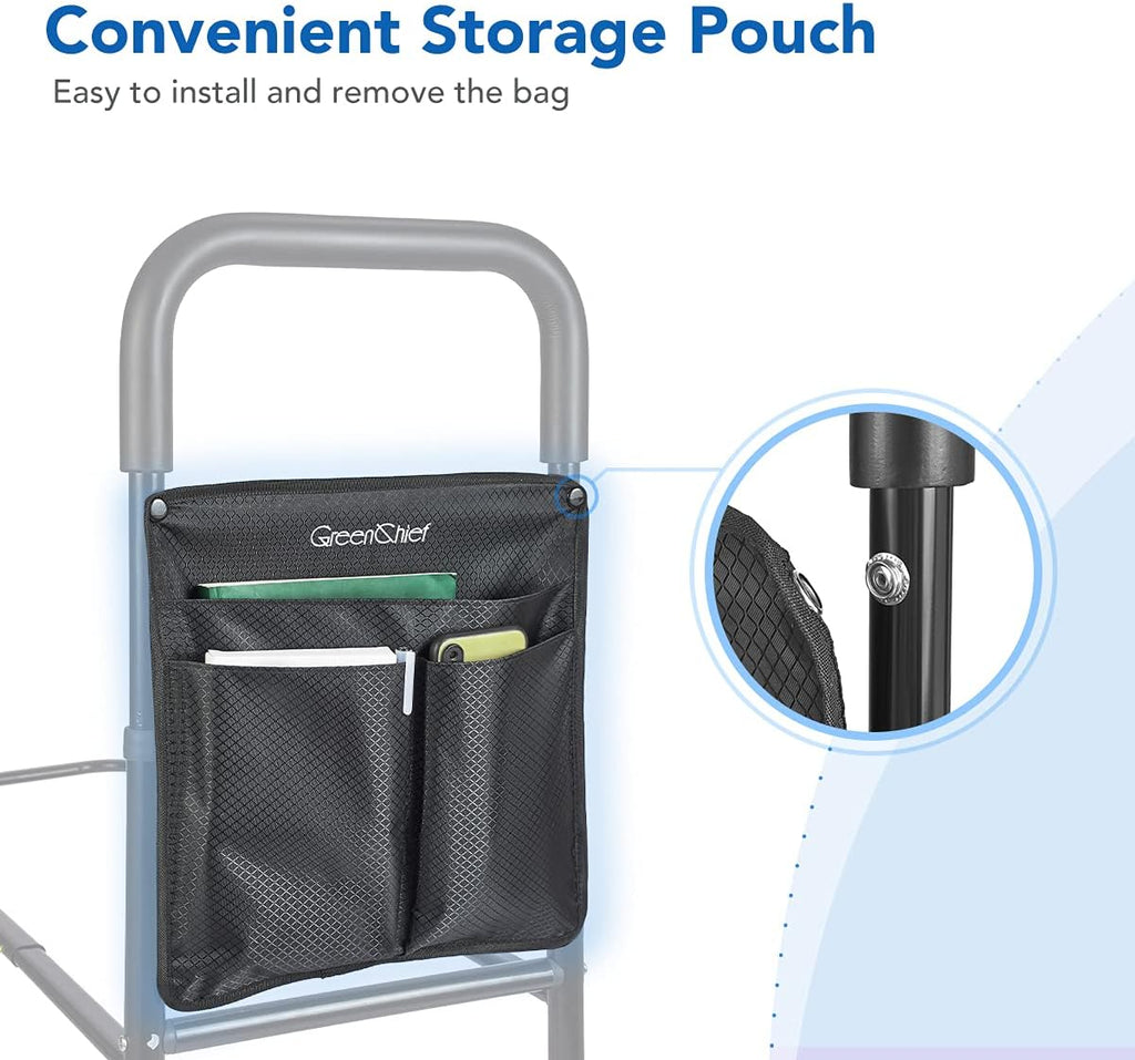 Adjustable Bed Assist Rail with Storage Pocket, Black Pack of 2 W195868