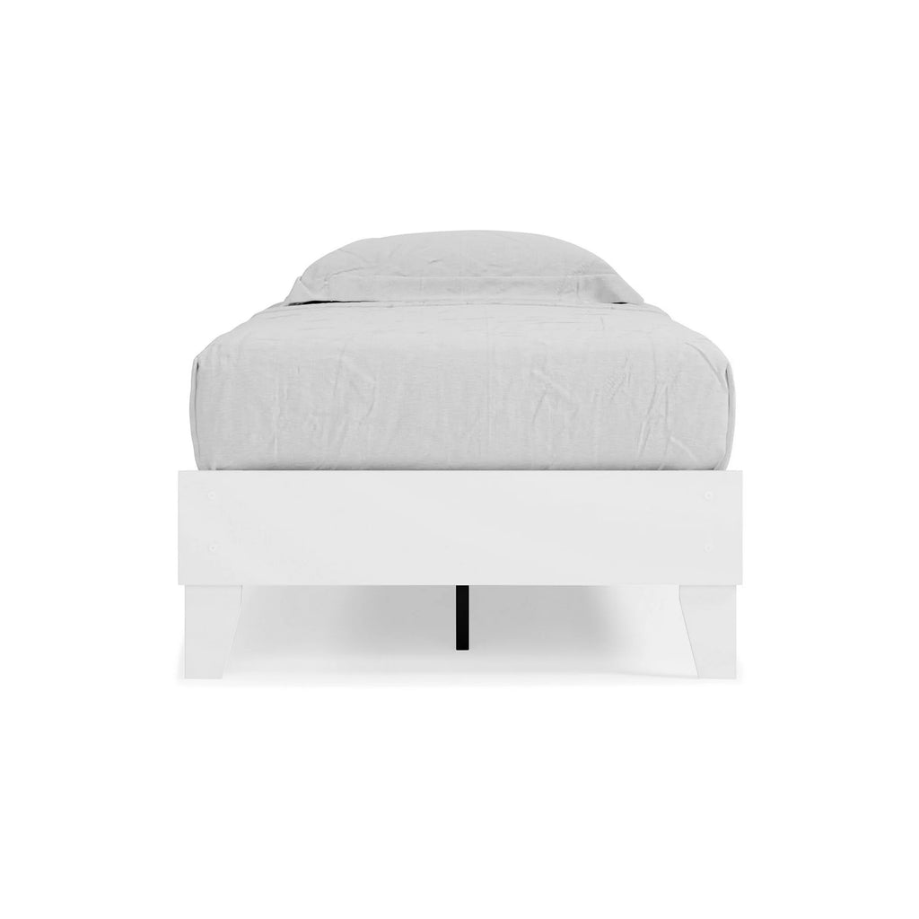 Twin Size White Wood Platform Bed L3611