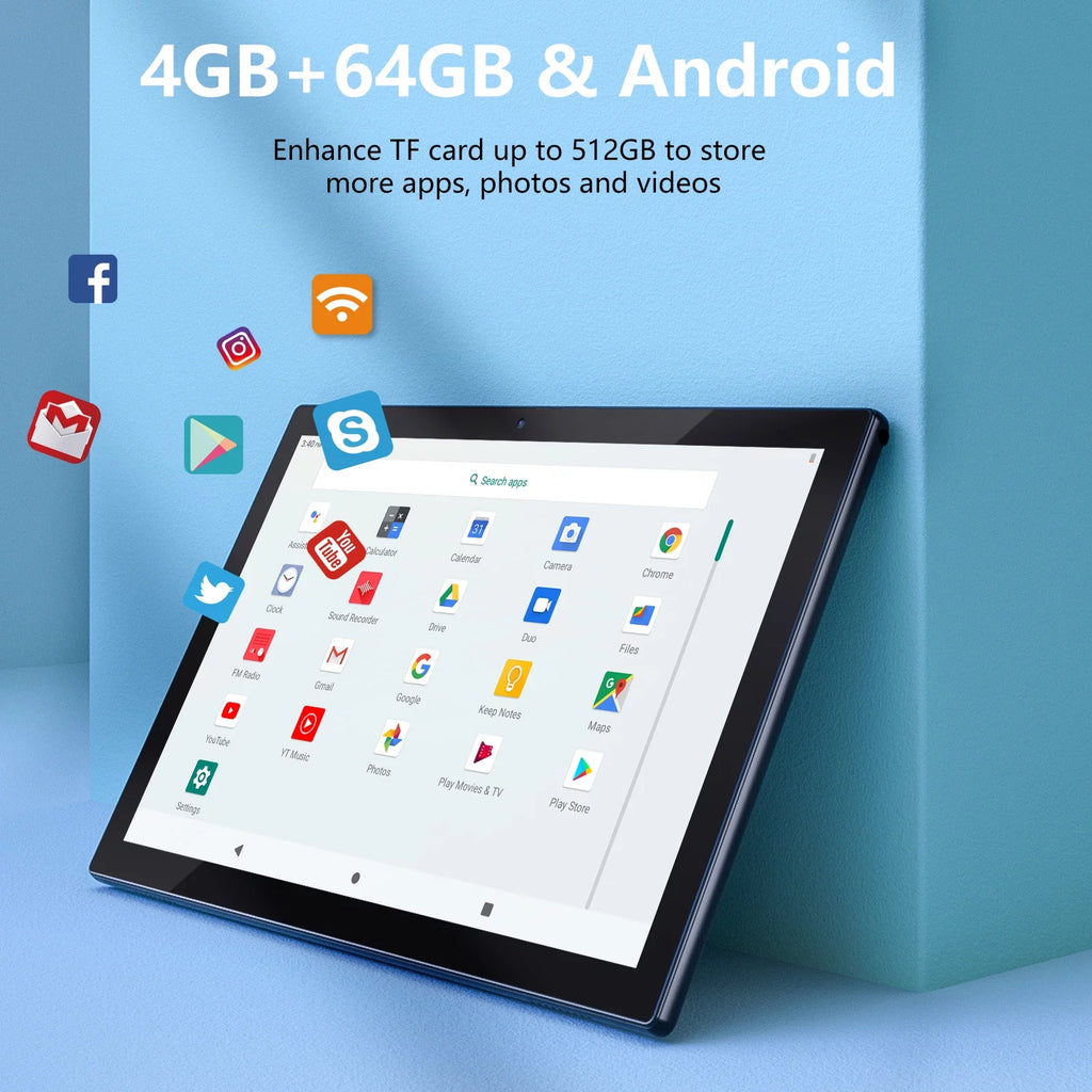 10 Inch Android Tablet with Keyboard 64GB ROM 4GB RAM B561