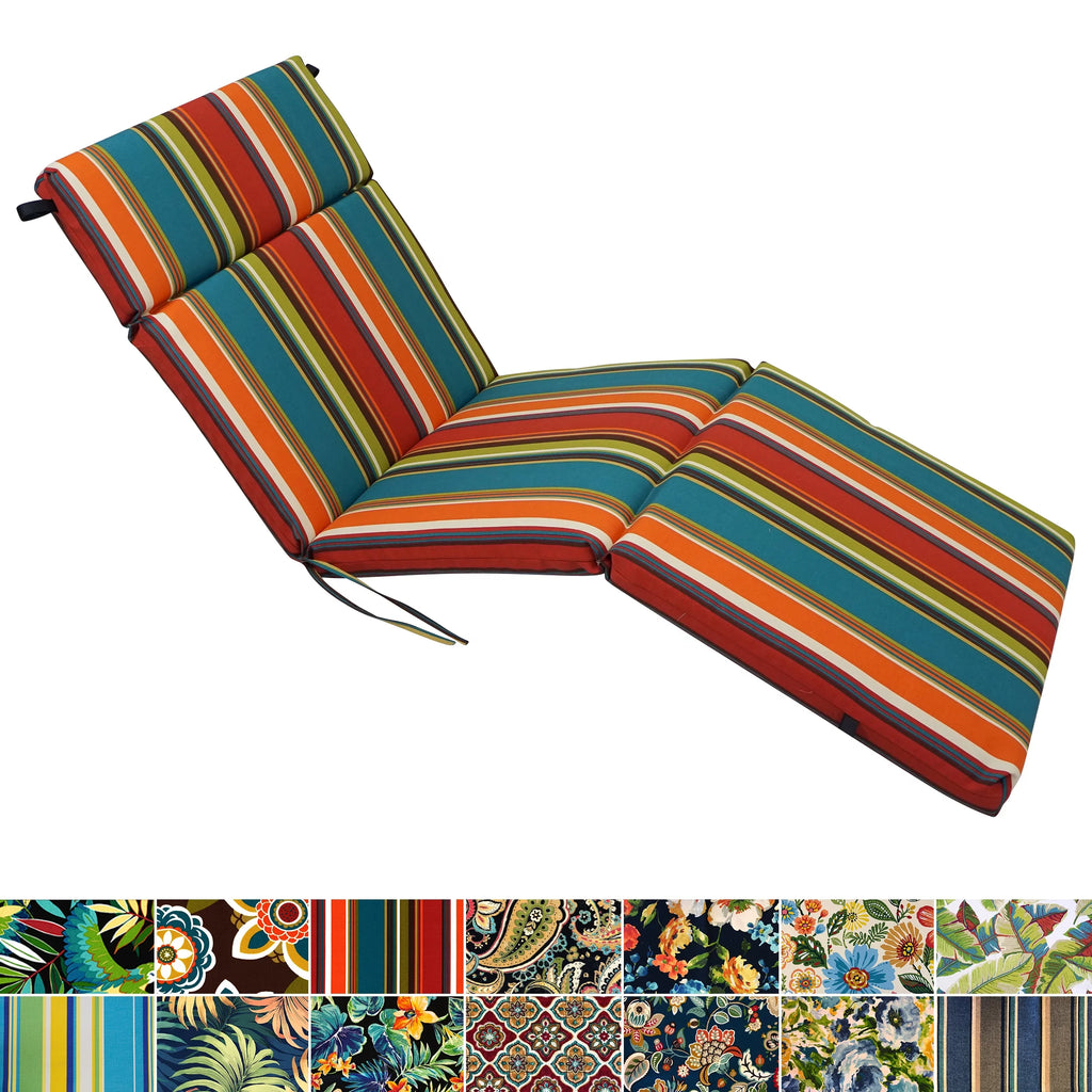 Patterned Polyester Outdoor Chaise Lounge Cushion O5124