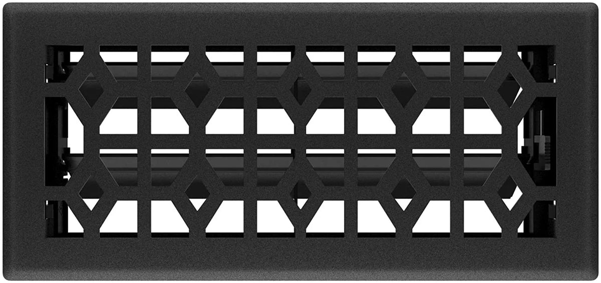 Black Iron 4x10 Inch Floor Register, 5 Count C110
