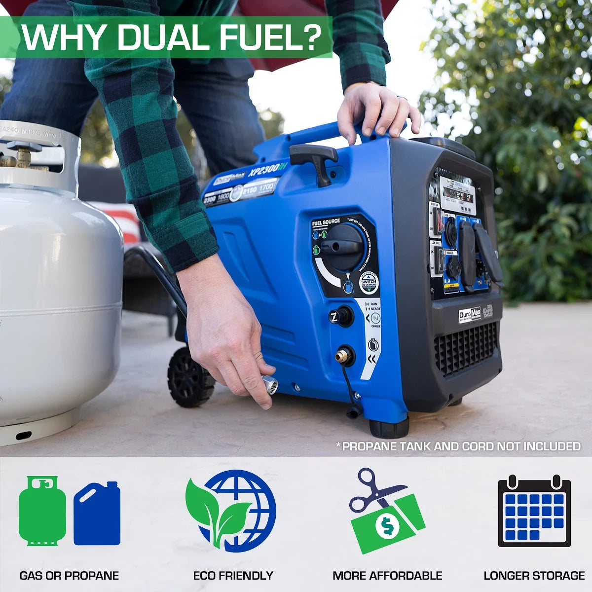 2,300 Watt Dual Fuel Inverter Generator with CO Alert B199