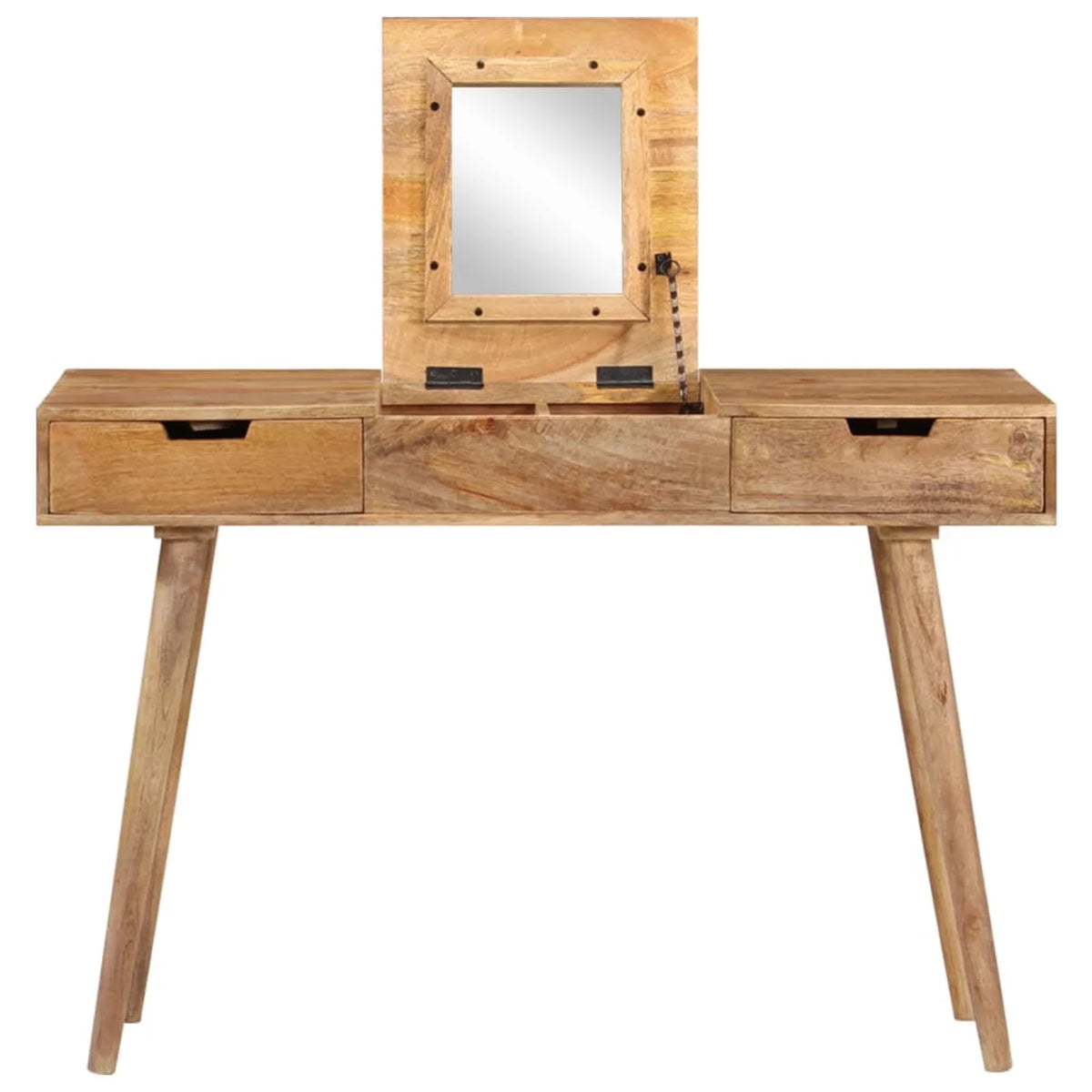 Folding Mirror Makeup Table with 2 Drawer Mango Wood Vanity B259