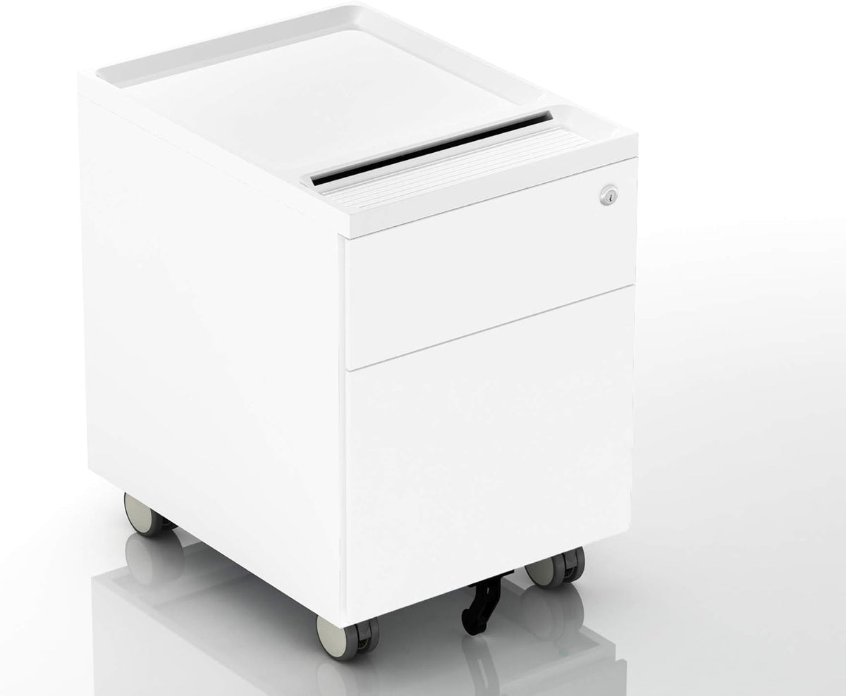 2-Drawer Mobile Filing Cabinet with Lock and Casters B62542