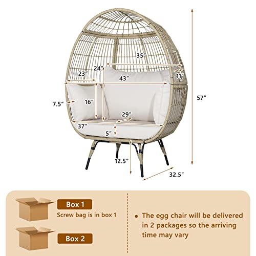 Oversized Wicker Egg Chair with 4 Cushions C2057