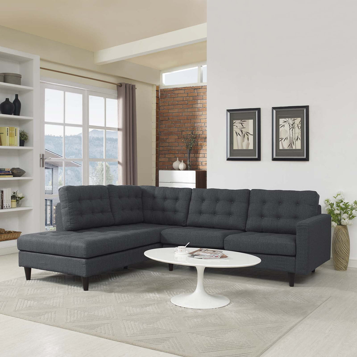 Grey Fabric Sectional Sofa K593655