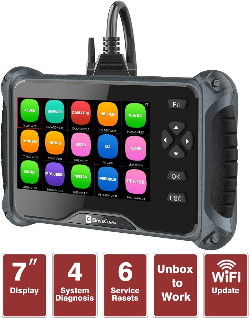 7Inch OBD2 Car Scanner Code Reader & Scan Tool P2891