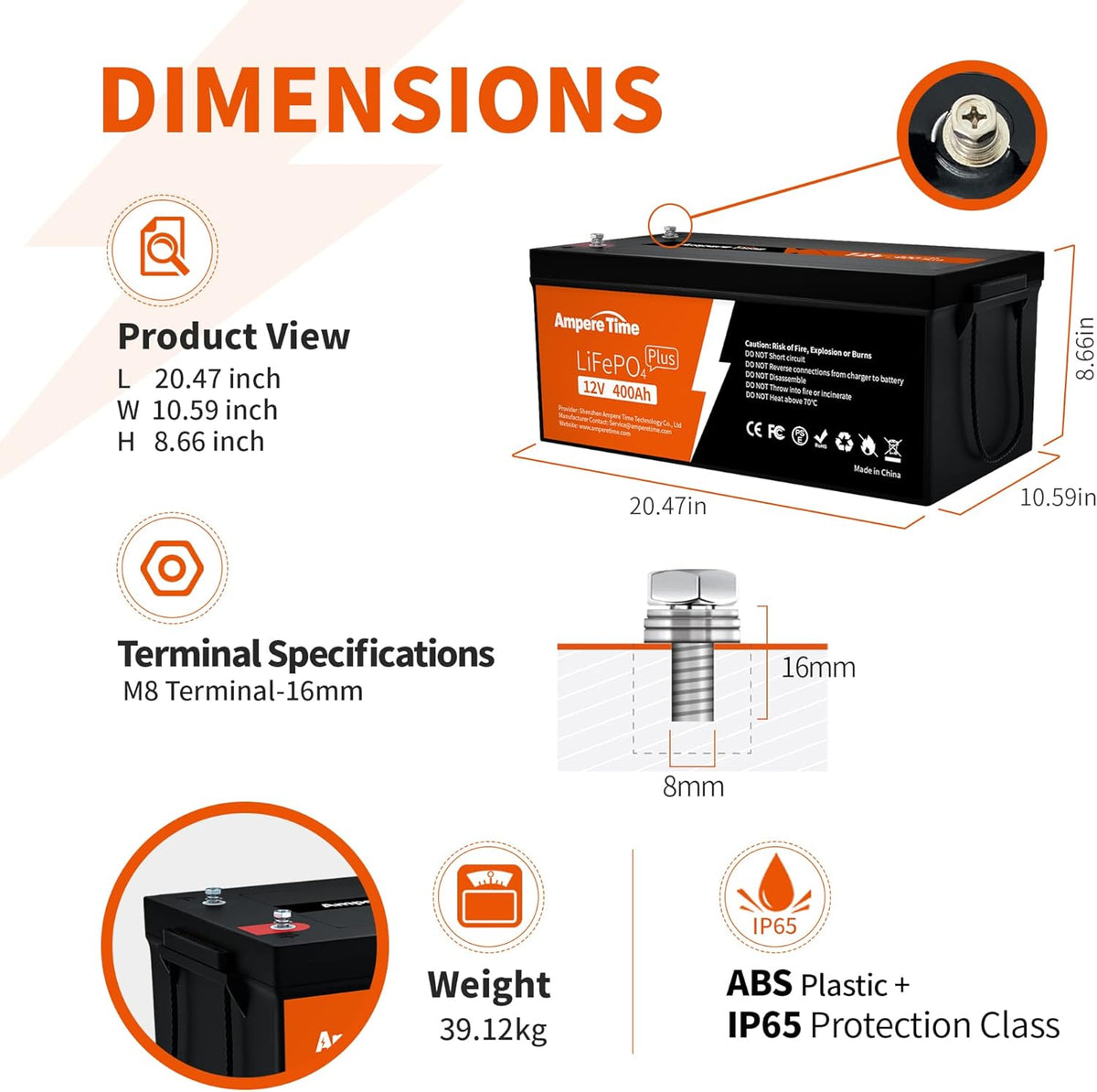 12V 400Ah Deep Cycle LiFePO4 Battery Pack with 250A BMS Q454351