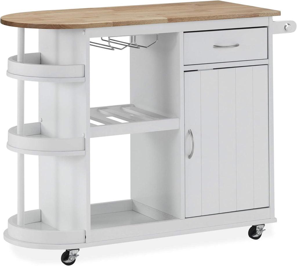 White Kitchen Cart with Wheels L532