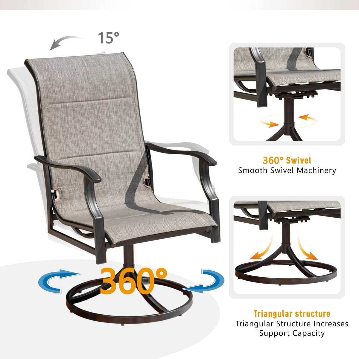 9-Piece Outdoor Patio Dining Set with 8 Swivel Armchairs & Extendable Table L105573