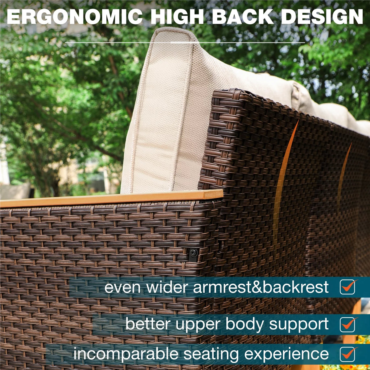 7 Piece Beige Wicker Patio Conversation Set Q5708