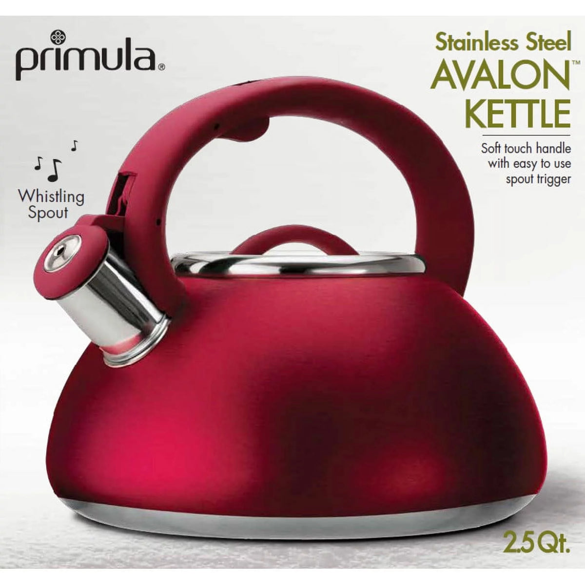 Stainless Steel Whistling Kettle, 2.5 Quarts, Matte Red T97361