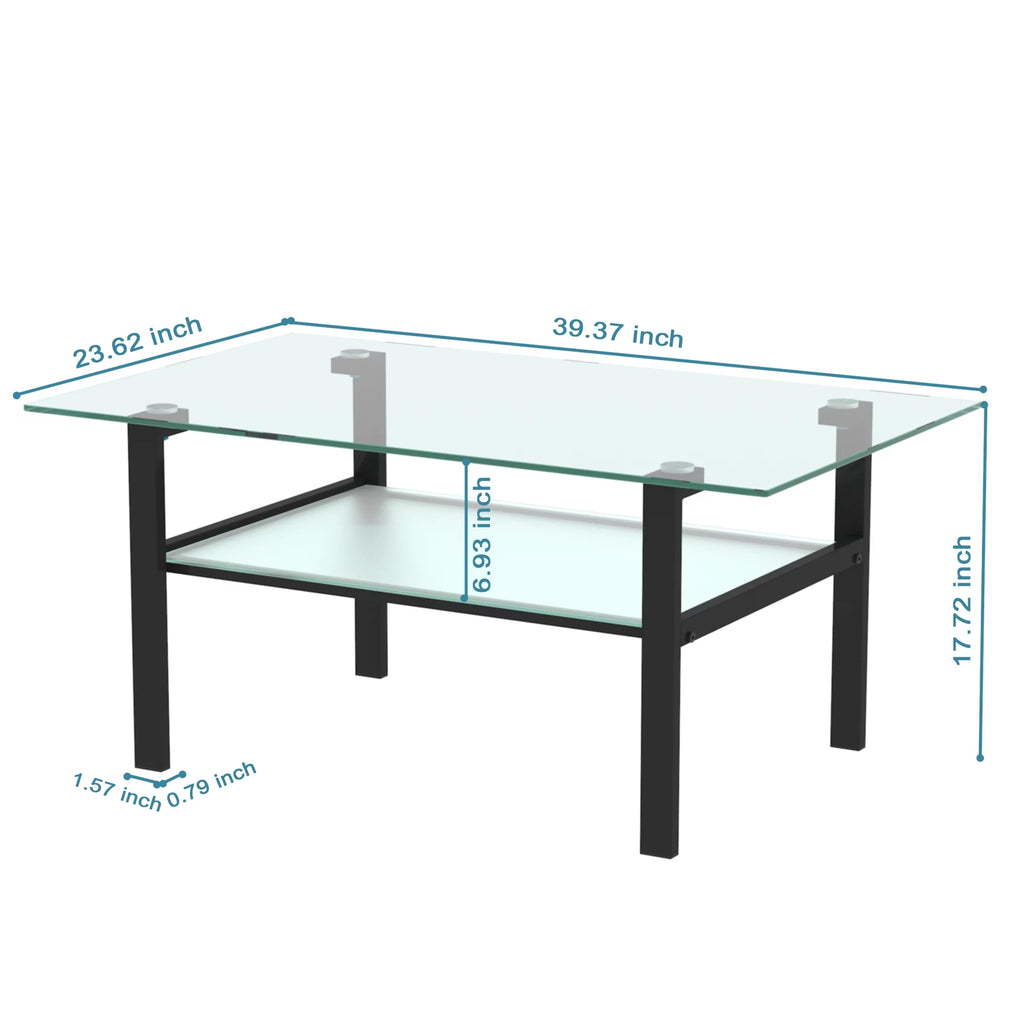 Transparent Glass Black Coffee Table X669293