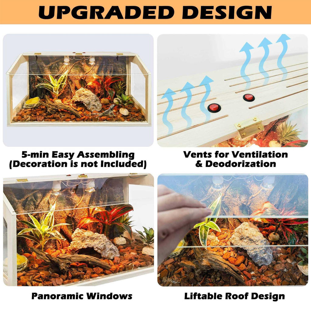 68 Gallon Reptile Terrarium Tank with Roof Door L9949