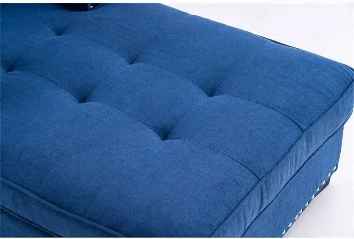 Blue Linen Fabric Indoor Chaise Lounge P1048